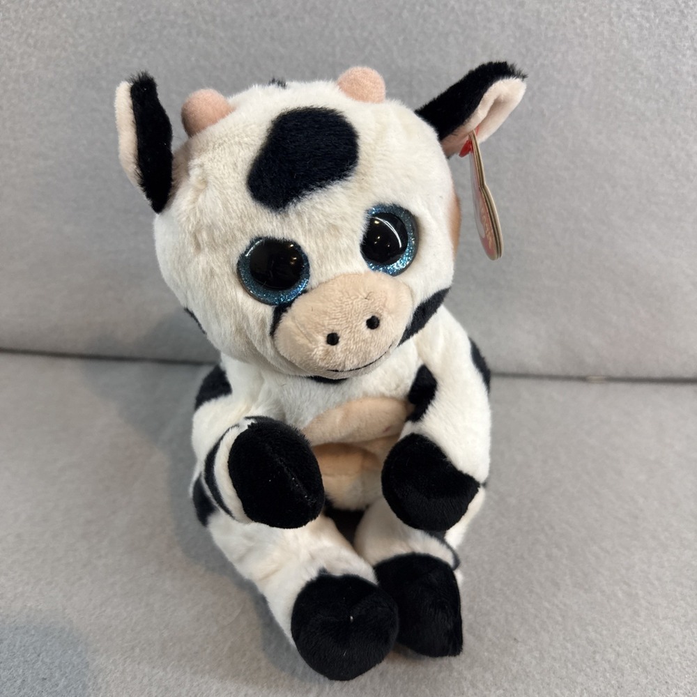 Ty Beanie Baby Bellies - HERDLY the Cow 6" NEW MWMTs Plush Stuffed Animal Toy